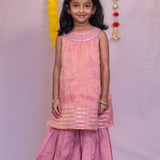 Peach shimmer sharara set