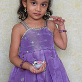 Purple tissue mirror girls sharara set