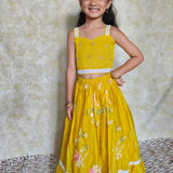 Yellow chanderi butterfly lehenga set