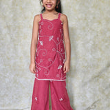 Maroon pearl work girls kurta set