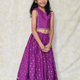 Purple silk girls lehenga set