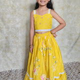 Yellow chanderi butterfly lehenga set