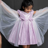 Lilac Shimmer Party Frock for Girls