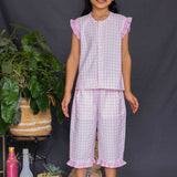 Girls pink white checks flannel Pajamas