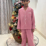 Red gingham checks unisex pajamas