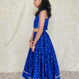 Royal blue silk girls lehenga set