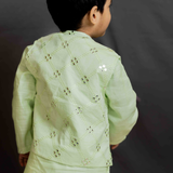 Green mirror bandhgala set for boys