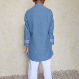 Blue chanderi boys kurta set