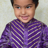 Purple silk boys kurta set