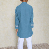 Blue chanderi boys kurta set