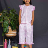 Girls pink white checks flannel Pajamas