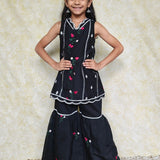 Black chanderi girls sharara set