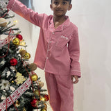 Red gingham checks unisex pajamas