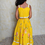 Yellow chanderi butterfly lehenga set