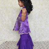 Purple silk girls sharara set