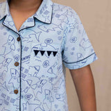 Sharks Printed Blue Night Suit for Boys