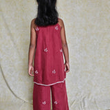 Maroon pearl work girls kurta set