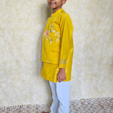 Yellow chanderi boys kurta set