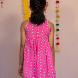 Pink and white embroidery sharara set