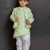 Green mirror bandhgala set for boys