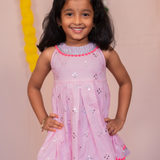 Pink mirror girls sharara set