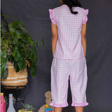 Girls pink white checks flannel Pajamas