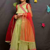 Green shimmer net lehenga set