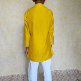 Yellow chanderi boys kurta set