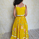 Yellow chanderi butterfly lehenga set