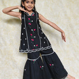Black chanderi girls sharara set