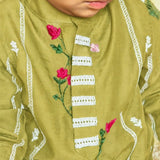 Green chanderi boys kurta set