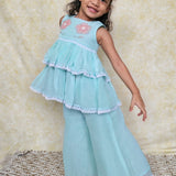 Pastel blue girls plazzo set