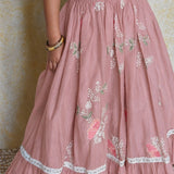 Pink chanderi butterfly lehenga set
