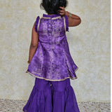 Purple silk girls sharara set