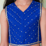 Royal blue silk girls lehenga set
