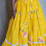 Yellow chanderi butterfly lehenga set