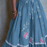 Blue chanderi butterfly lehenga set