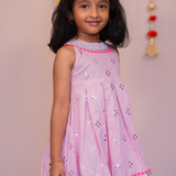 Pink mirror girls sharara set