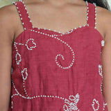 Maroon pearl work girls kurta set