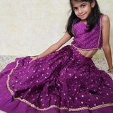 Purple silk girls lehenga set