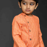 Orange jacquard Kurta with Pants