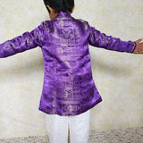 Purple silk boys kurta set