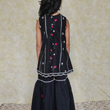 Black chanderi girls sharara set