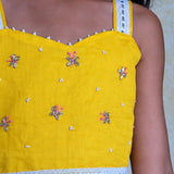Yellow chanderi butterfly lehenga set