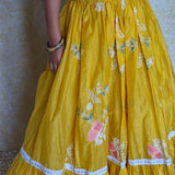 Yellow chanderi butterfly lehenga set