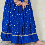 Royal blue silk girls lehenga set