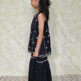 Black chanderi girls sharara set