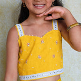 Yellow chanderi butterfly lehenga set