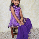 Purple silk girls sharara set