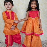Orange and red girls sharara set